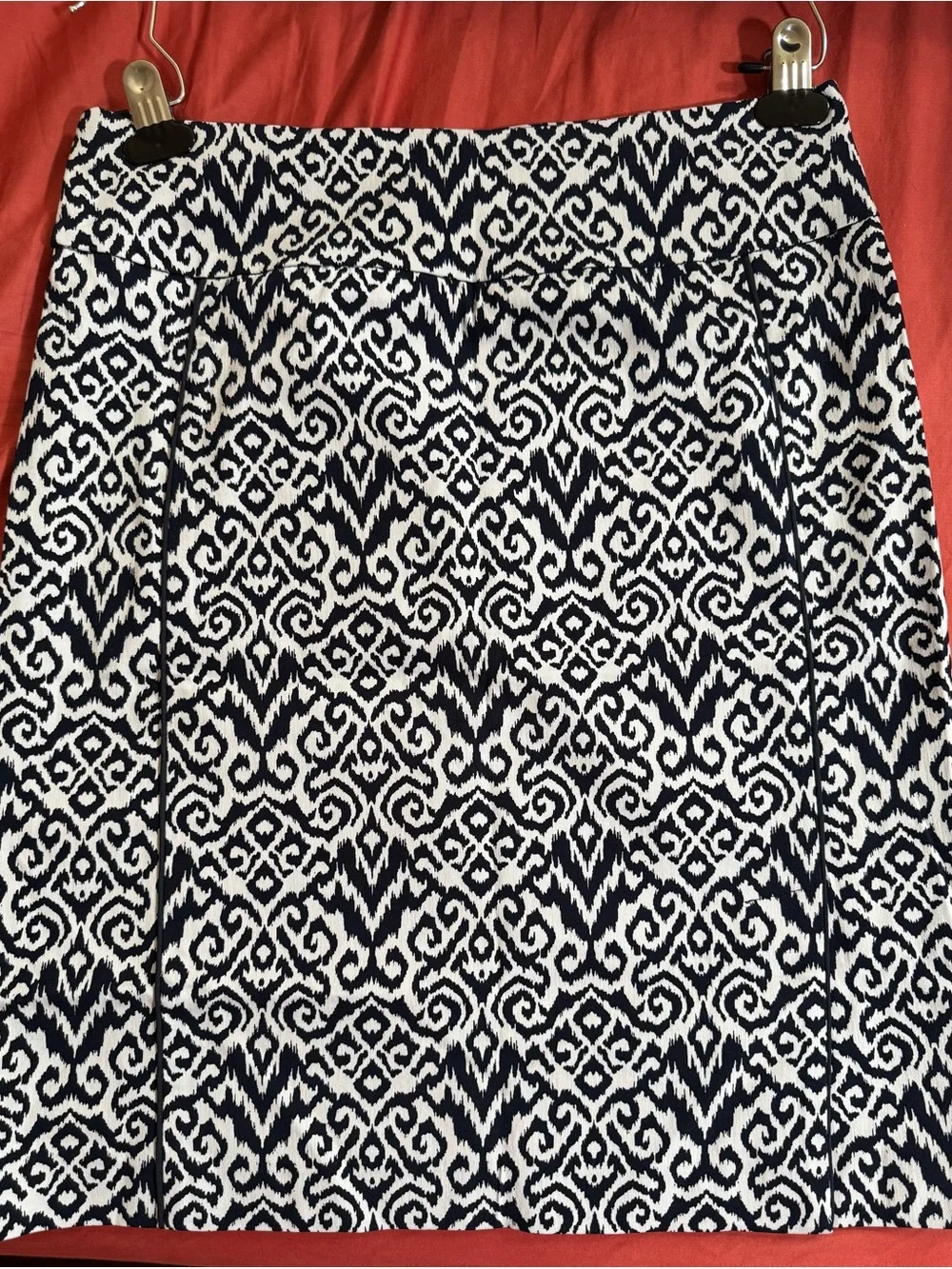 Margaret M Women's Navy and White Patterned A-Line Skirt